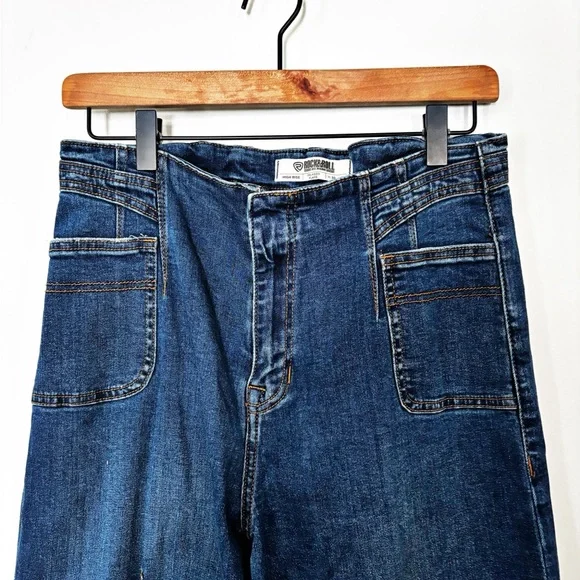 Rock & Roll Denim Palazzo Flare High Rise Pleated Jeans Western 30 X 34 Womens - Picture 2 of 5